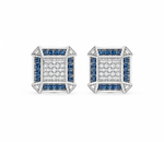 Load image into Gallery viewer, Royal Blue Geometric Pavé Stud Earrings