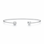 Load image into Gallery viewer, Silver Open Heart Stone Bangle