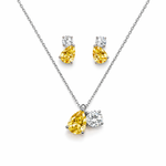 Load image into Gallery viewer, Golden Yellow & White Stone Silver Set