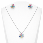 Load image into Gallery viewer, Rainbow Bloom Silver Pendant & Stud Set