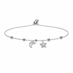 Load image into Gallery viewer, Adjustable Silver Moon & Star Bracelet