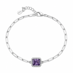 Load image into Gallery viewer, Amethyst Glow Sterling Silver Paperclip Bracelet
