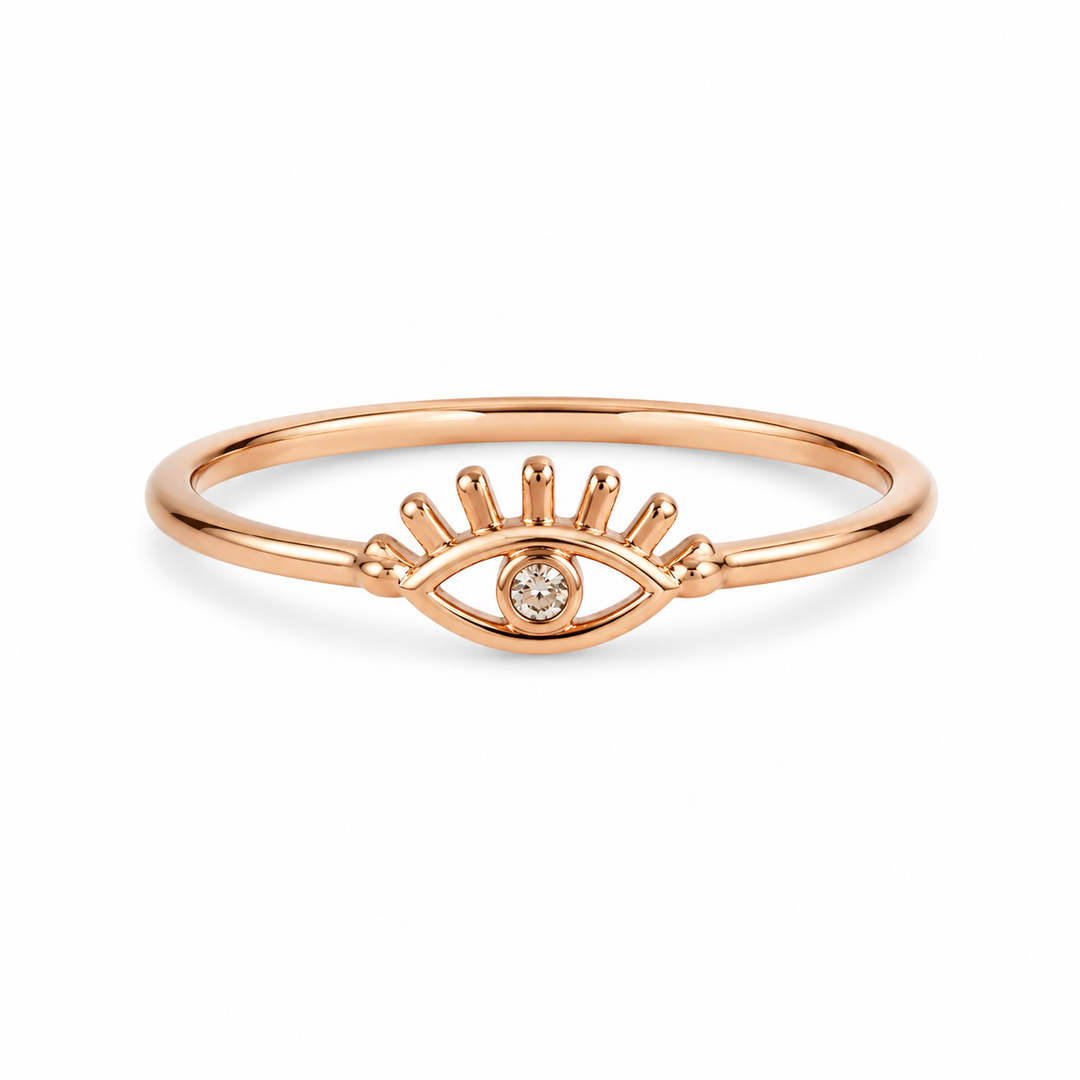 Rose Gold Evil Eye Silver Ring