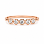 Load image into Gallery viewer, Rose Gold Five-Stone Bezel Silver Ring