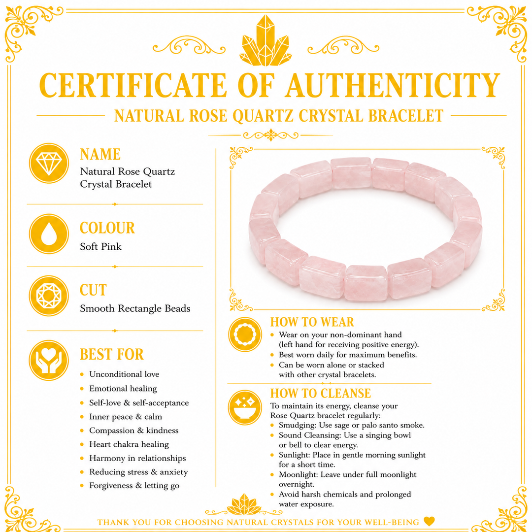 Rose Quartz Rectangle Crystal Bracelet