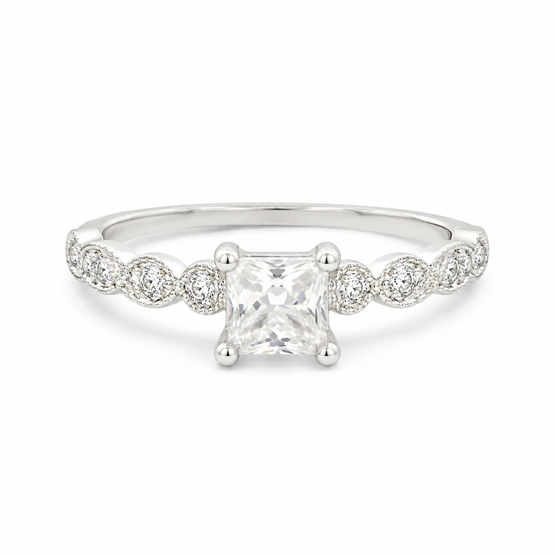 Princess Solitaire Vintage Silver Ring