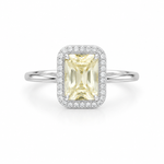 Load image into Gallery viewer, Champagne Emerald Halo Silver Ring