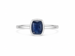 Load image into Gallery viewer, Silver Cushion-Cut Blue Sapphire Solitaire Ring