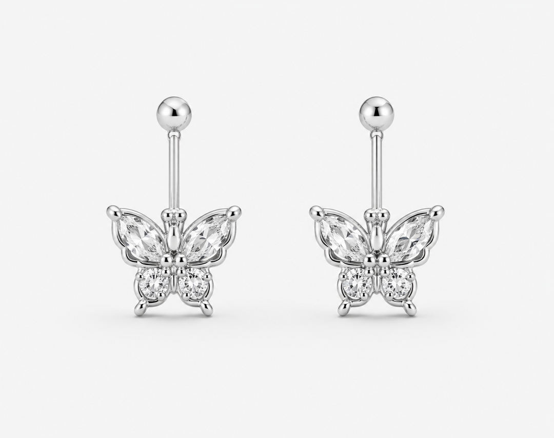 Silver Butterfly Spark Bugadi  Earrings