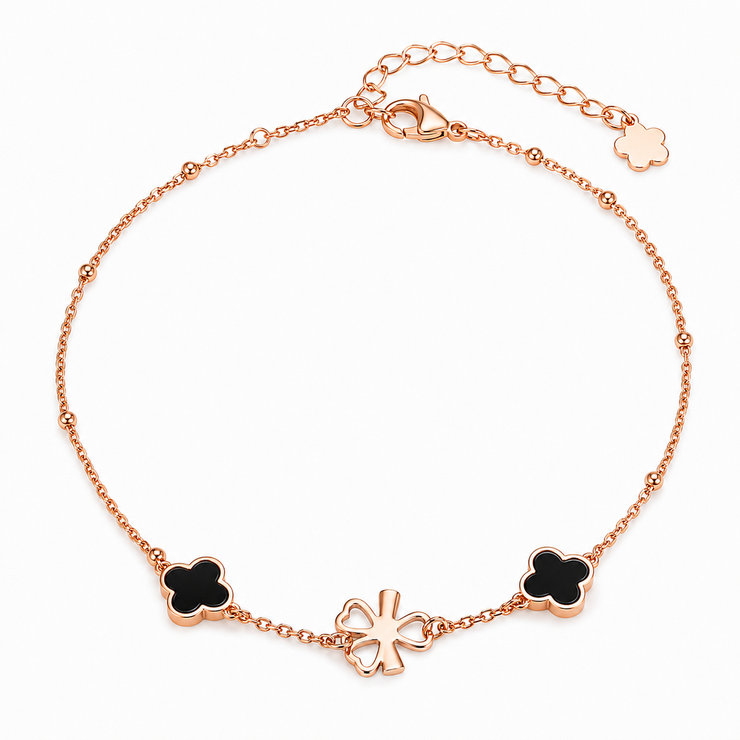 Black Clover Rose Gold Sterling Silver Bracelet