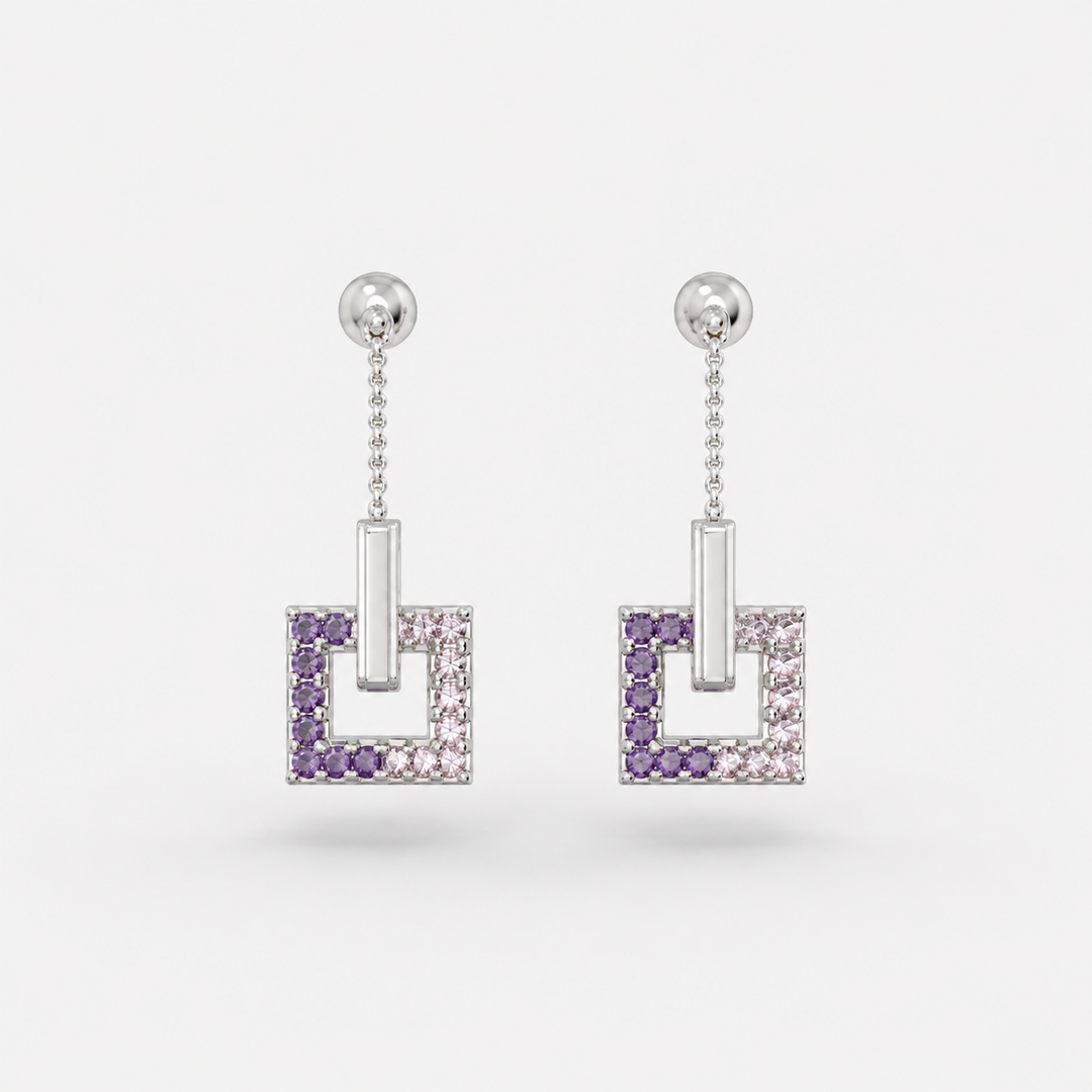 Lilac Frame Drop Earrings