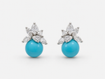 Load image into Gallery viewer, Aqua Bloom Silver Earrings