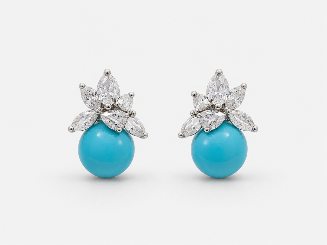 Aqua Bloom Silver Earrings