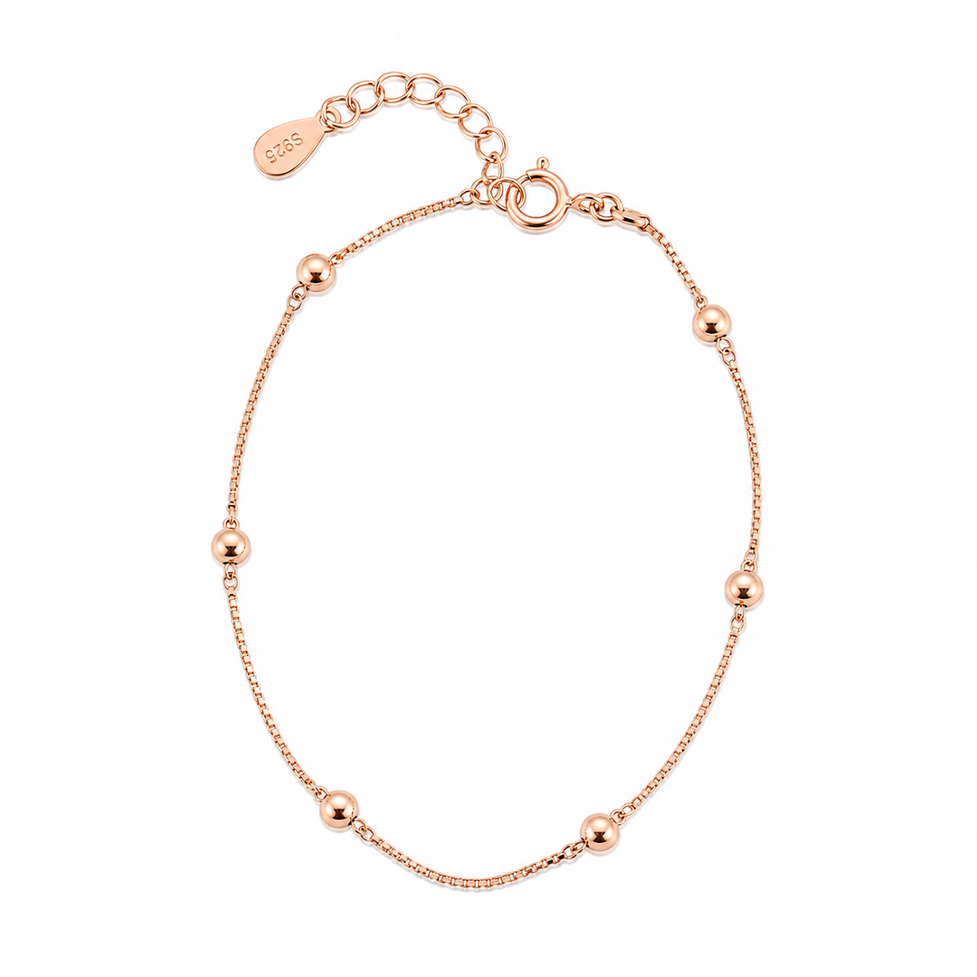 Minimalist Rose Gold Bead Sterling Silver Bracelet
