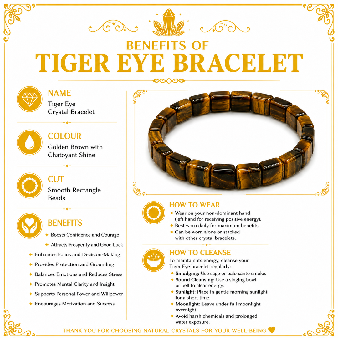 Tiger Eye Rectangle Bead Bracelet