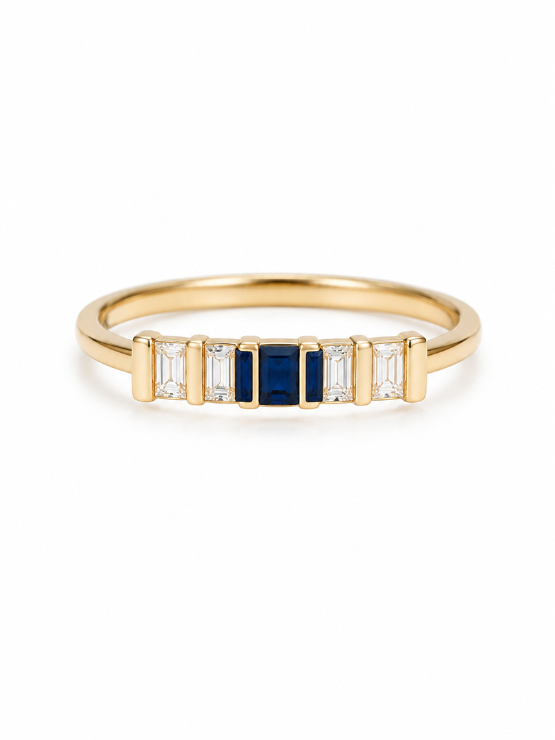 Blue Baguette Band Ring