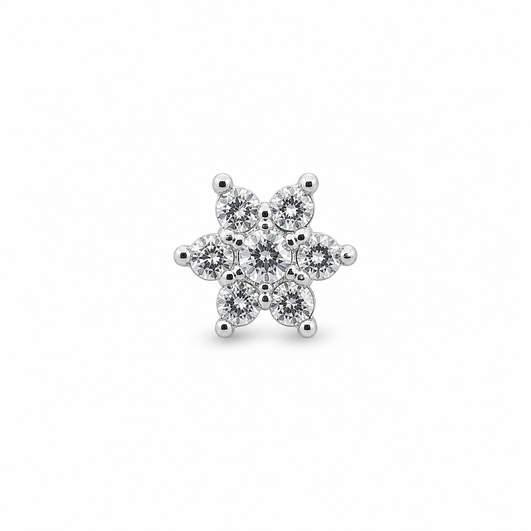 Classic Floral Sterling Silver Nose Pin