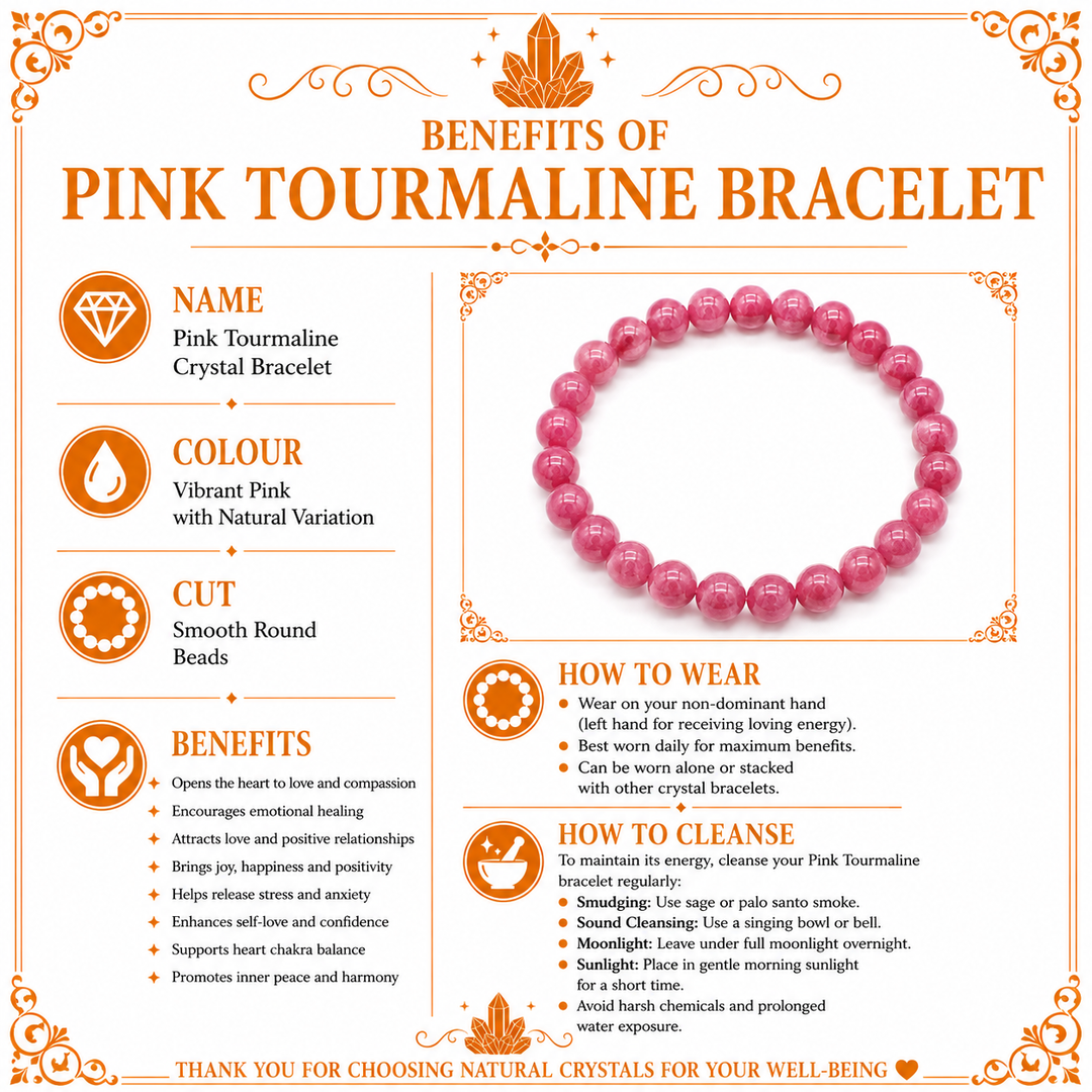 Pink Tourmaline Crystal Bracelet