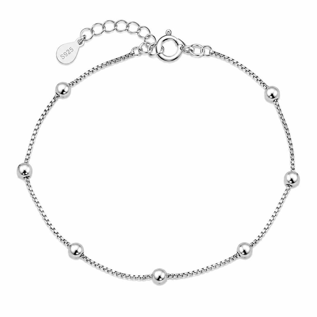 Minimalist Silver Bead Sterling Silver Bracelet
