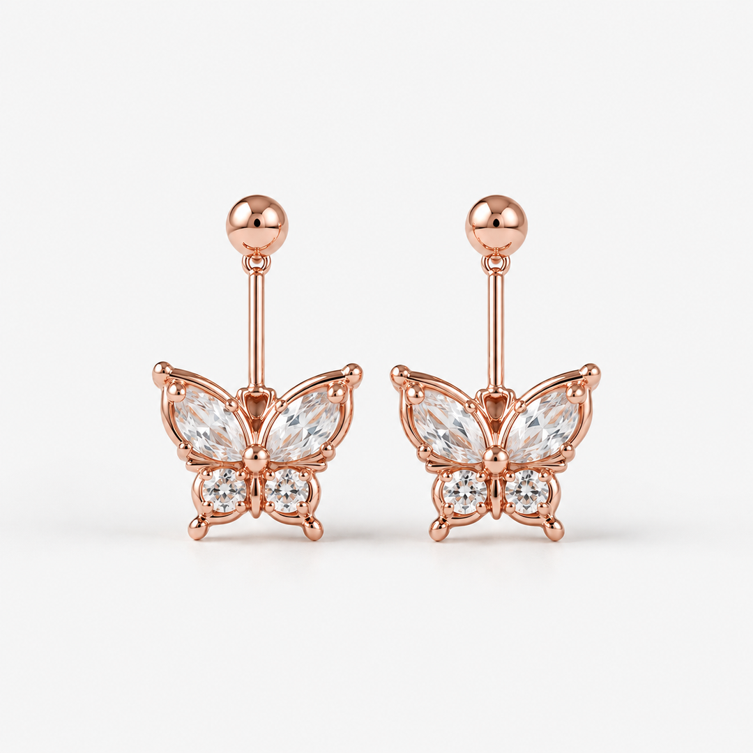 Rose Gold Butterfly Bugadi Earrings
