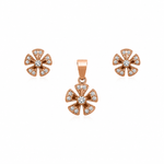 Load image into Gallery viewer, Rose Gold Floral Sparkle Pendant &amp; Stud Earrings Set