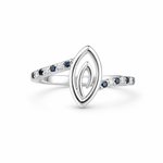 Load image into Gallery viewer, Evil Eye Marquise Silver Ring