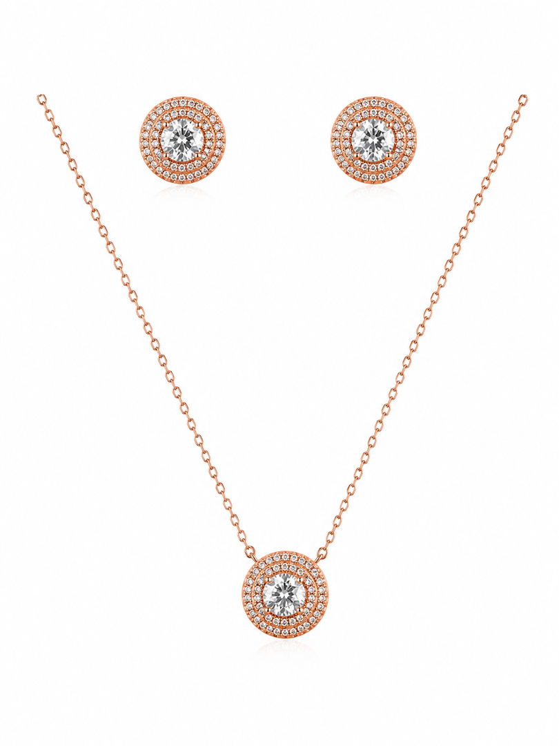 Double Halo Sterling Silver Necklace