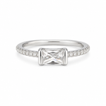 Load image into Gallery viewer, Baguette Solitaire Spark Silver Ring