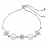 Load image into Gallery viewer, Celestial Pearl Star Sterling Silver Adjustable Bracelet