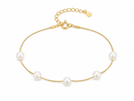 Load image into Gallery viewer, Golden Pearl Station Sterling Silver Bracelet