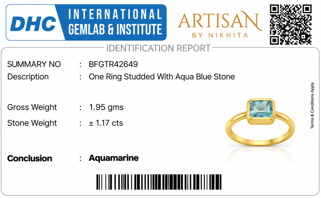 Golden Emerald-Cut Aquamarine Solitaire Ring