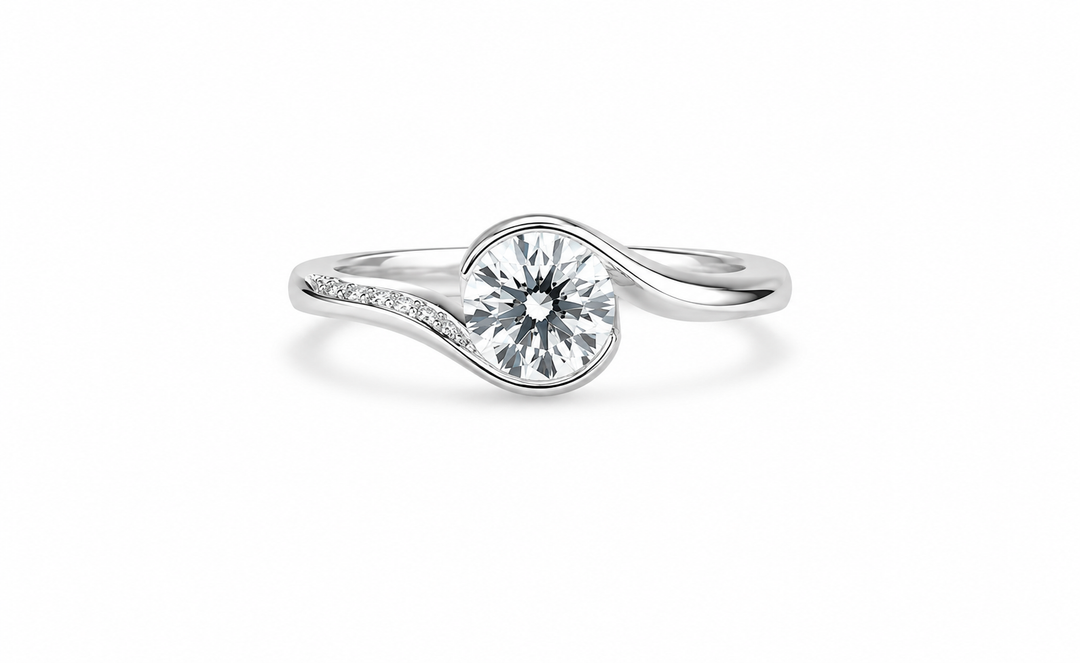 Modern Swirl Solitaire Sterling Silver Ring