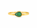 Load image into Gallery viewer, Golden Pear-Cut Emerald Solitaire Ring