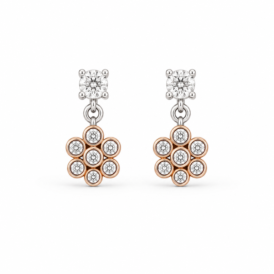 Crystal Flower Dangle Studs