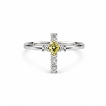 Load image into Gallery viewer, Yellow Cross Zircon Silver Ring