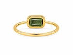 Load image into Gallery viewer, Golden Emerald-Cut Emerald Solitaire Ring