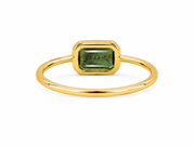 Golden Emerald-Cut Emerald Solitaire Ring