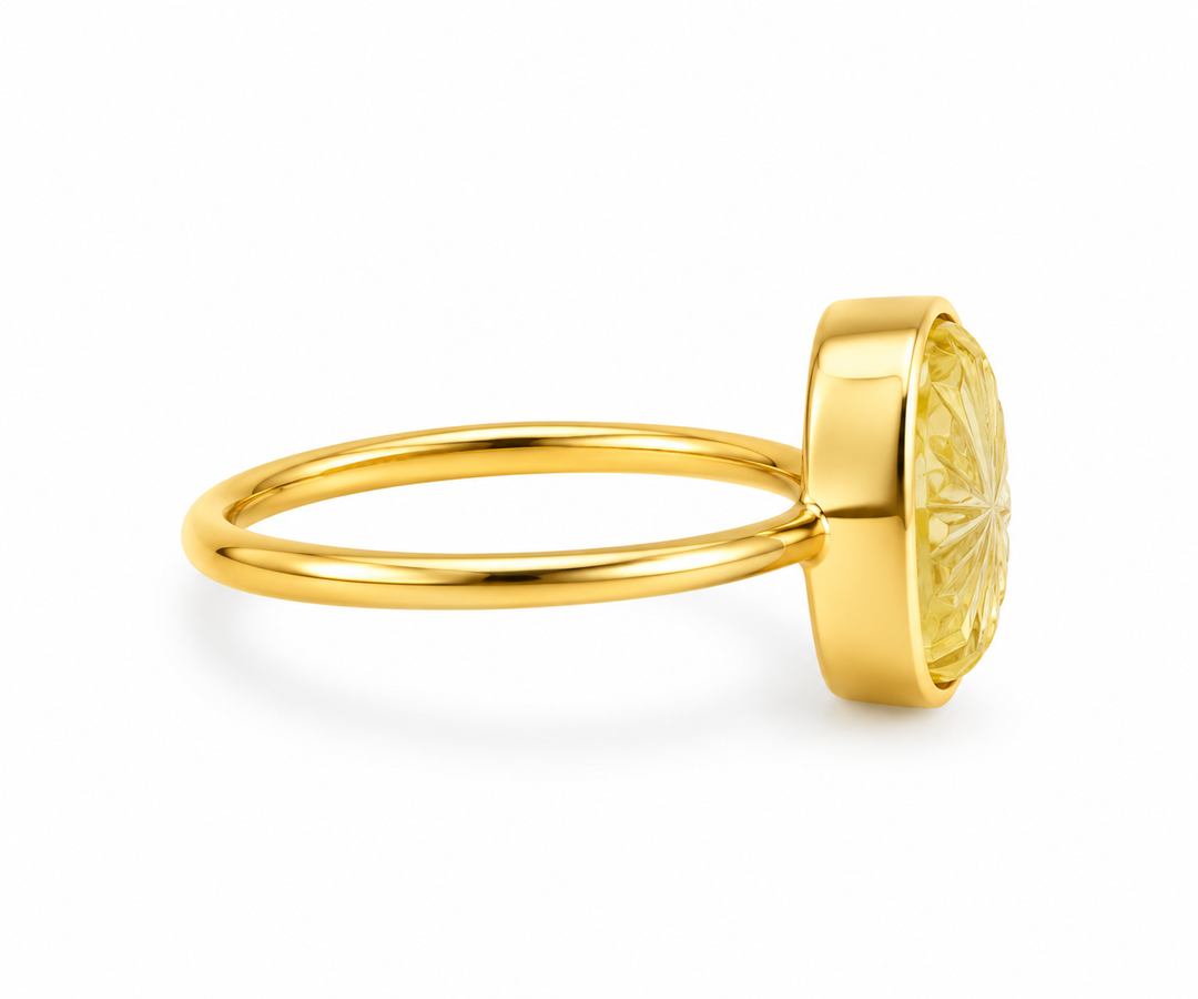 Golden Cushion-Cut Citrine Statement Ring