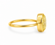 Golden Cushion-Cut Citrine Statement Ring