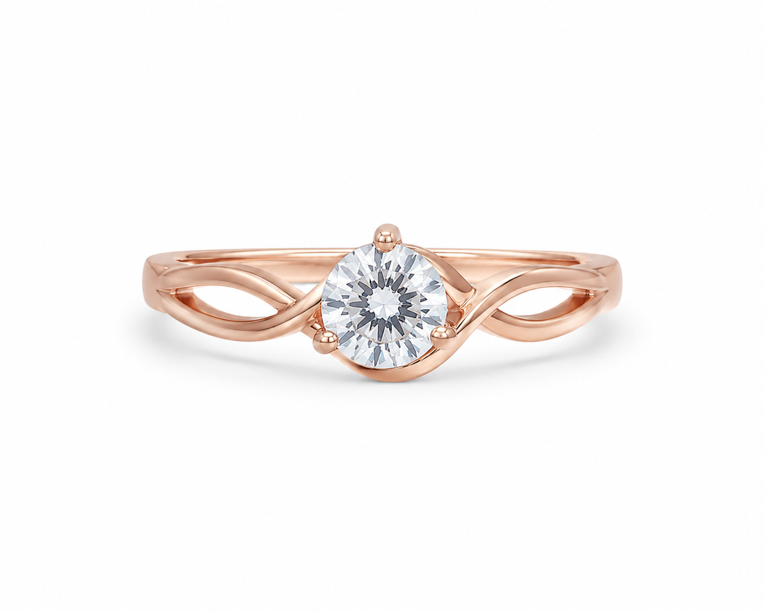Rose Gold Infinity Solitaire Sterling Silver Ring