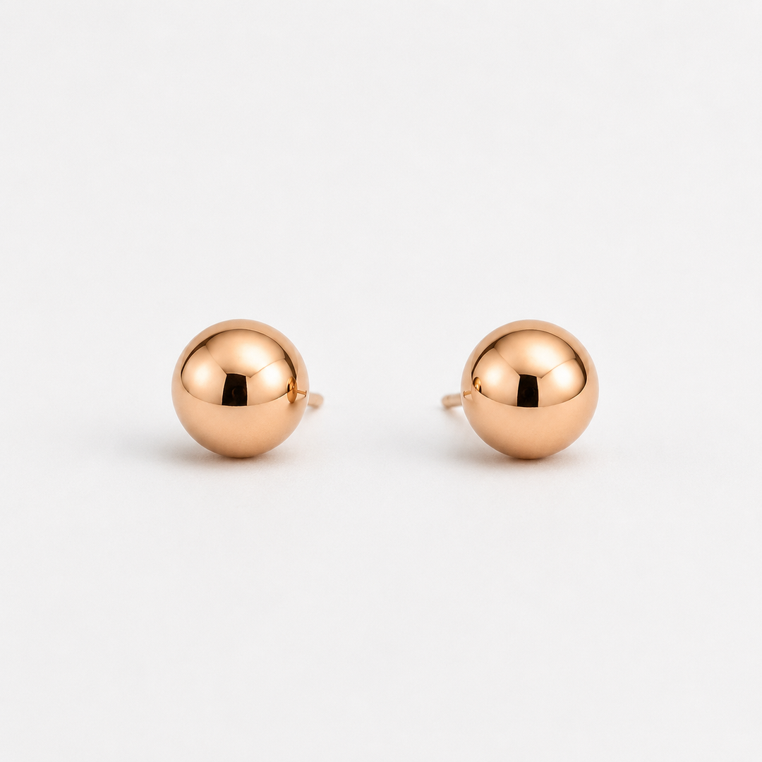 Rose Gold Ball Silver Stud Earrings