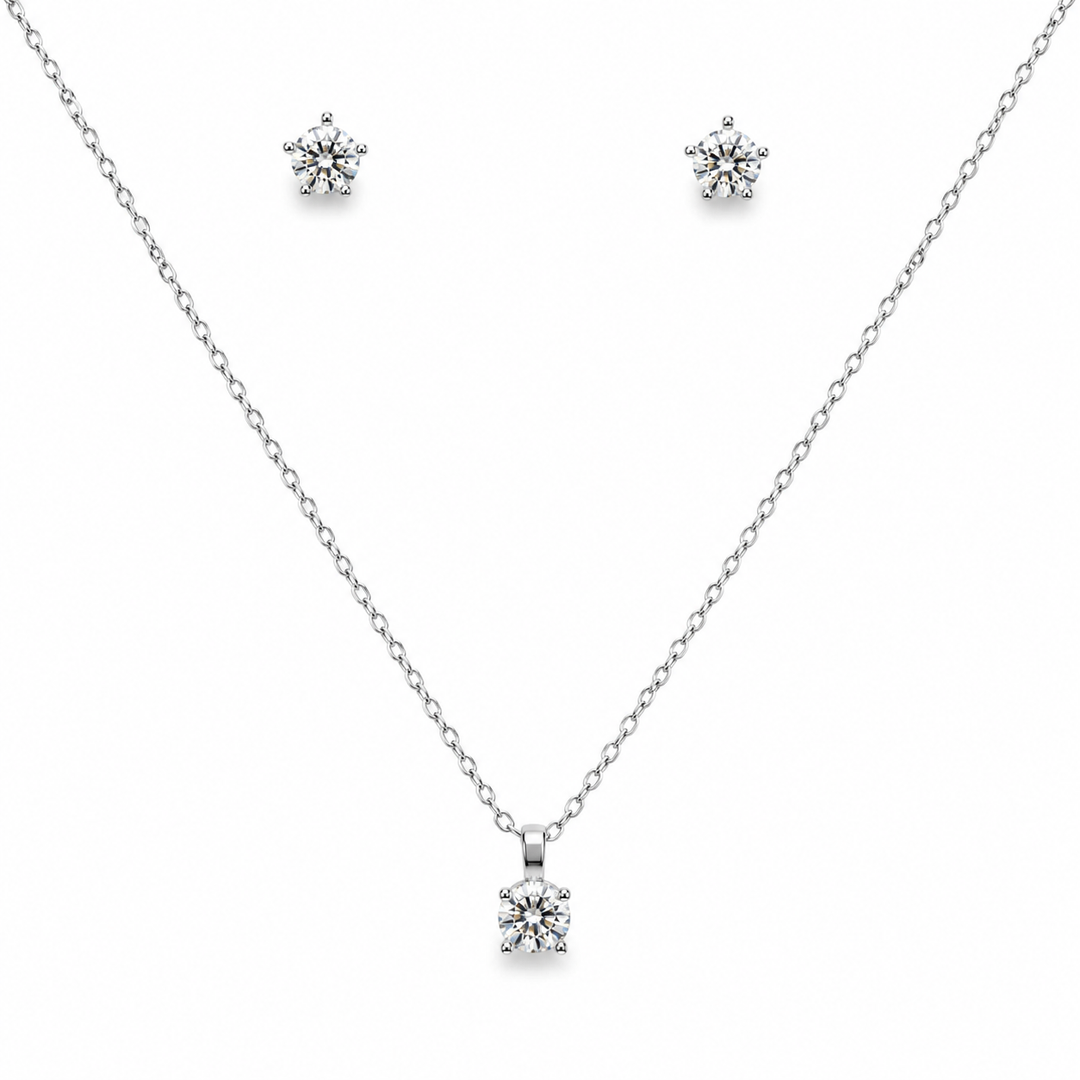 Classic Solitaire Sterling Silver Necklace
