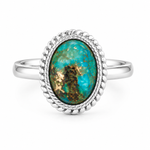 Load image into Gallery viewer, Turquoise Rope Border Silver Ring
