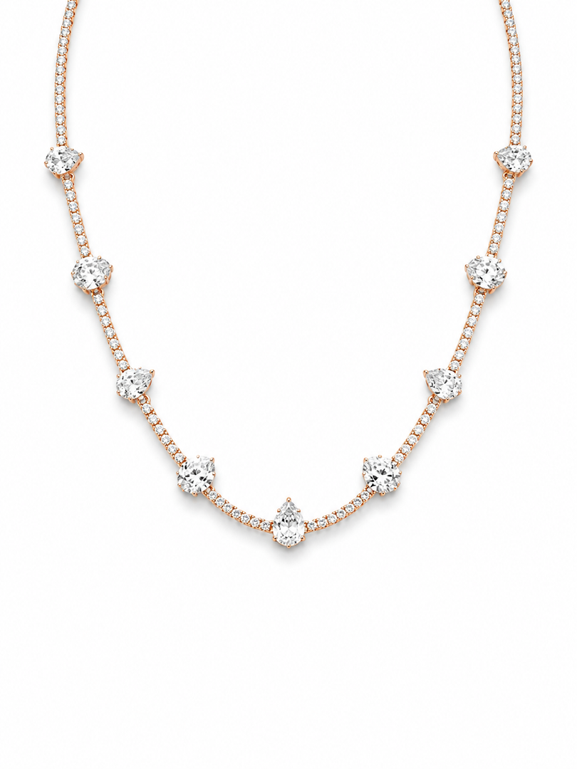 Rose Gold Tennis Statement Necklace