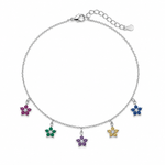 Load image into Gallery viewer, Rainbow Floral Charm Sterling Silver Bracelet