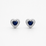 Load image into Gallery viewer, Midnight Sapphire Heart Stud Earrings