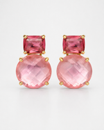 Load image into Gallery viewer, Pink Glow Gold-Tone Silver Earrings