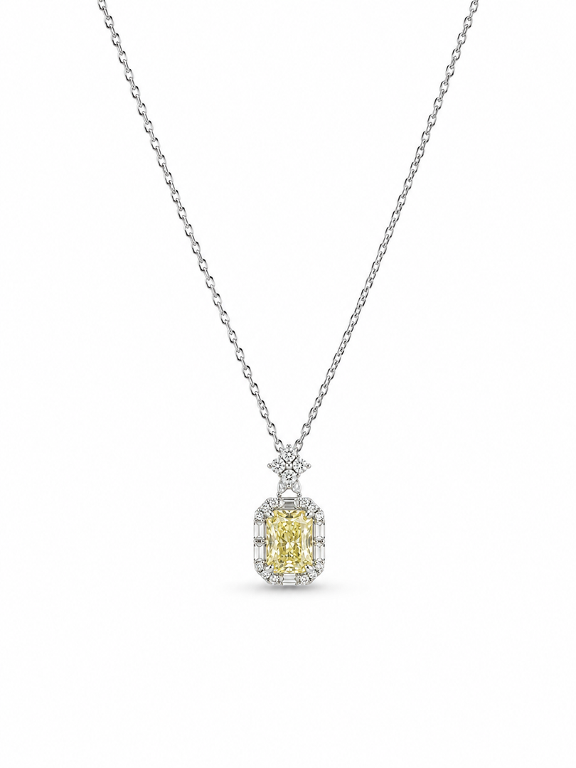 Yellow Emerald-Cut Drop Necklace