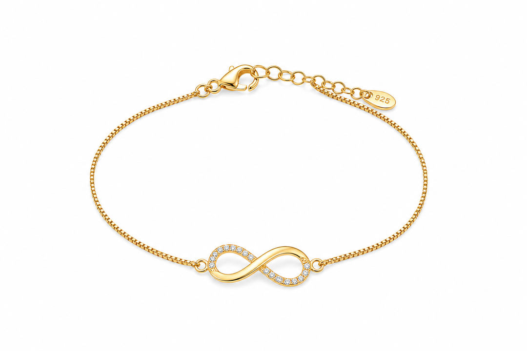Infinity Gold Plated Sterling Silver Bracelet
