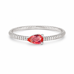 Load image into Gallery viewer, Red Pear Minimal Silver Ring